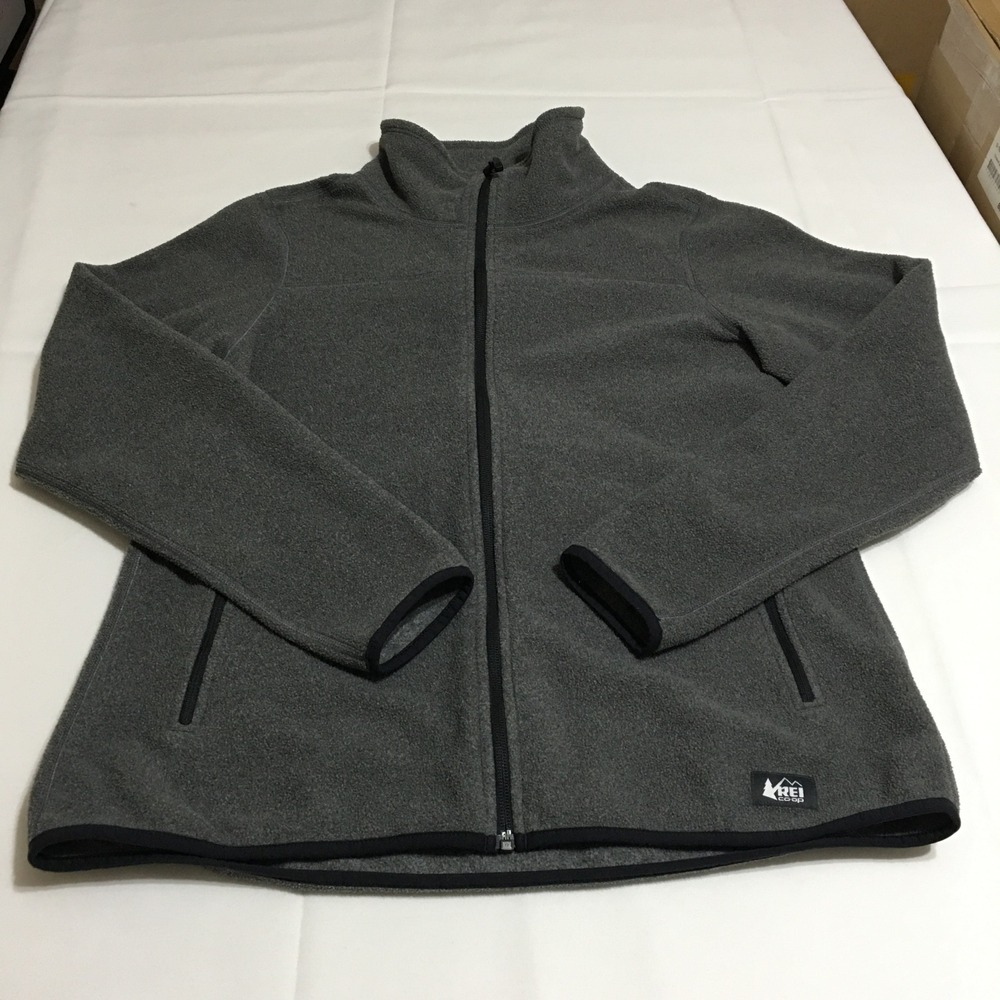 REI Co-op Fleece Jacket Women Large Gray Full Zip Mock Neck